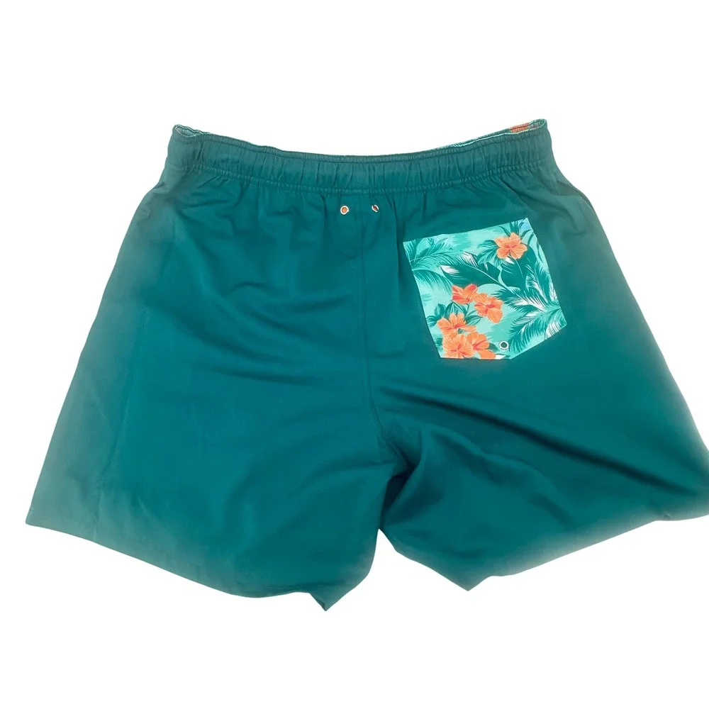 Robert Graham Swim Trunks Mens XL Teal Floral Pocket Regular Fit Modern NEW
